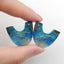 天然宝石 Chrysocolla 双孔女士宝石耳环一对，手工首饰，22x26x3mm，6.8g