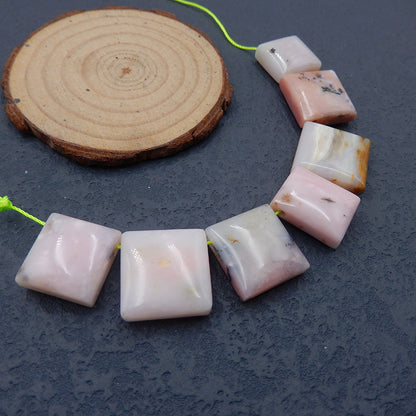7 pcs Natural Pink Opal Pendant Beads 17x16x8mm, 21x20x7mm, 34.8g