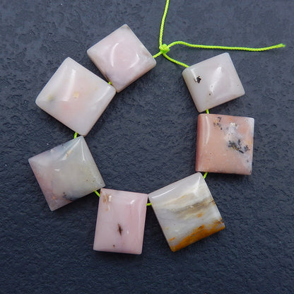 7 pcs Natural Pink Opal Pendant Beads 17x16x8mm, 21x20x7mm, 34.8g