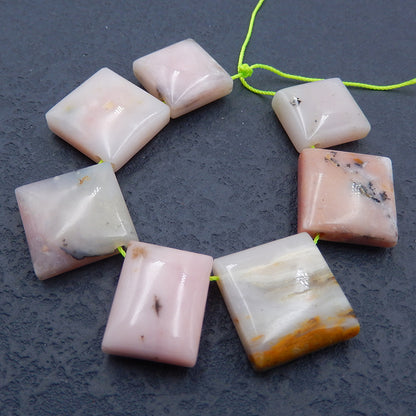7 pcs Natural Pink Opal Pendant Beads 17x16x8mm, 21x20x7mm, 34.8g