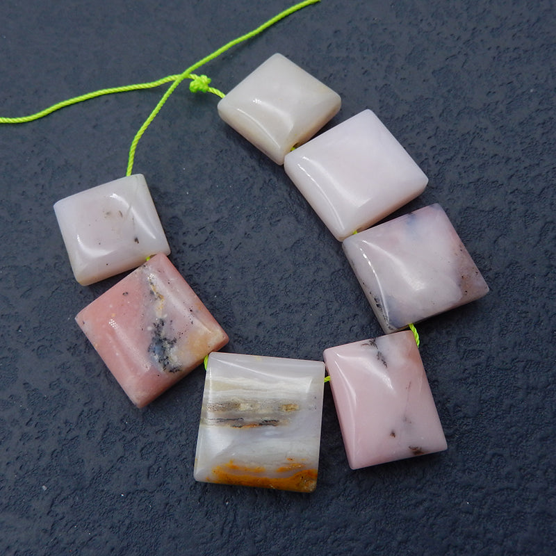 7 pcs Natural Pink Opal Pendant Beads 17x16x8mm, 21x20x7mm, 34.8g