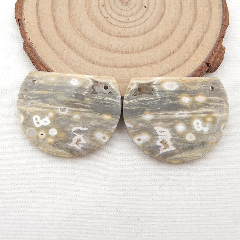 Natural Ocean Jasper Earring Beads 24x30x3mm, 8.5g