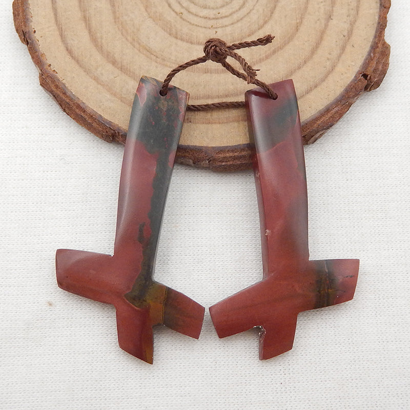 Natural Red Creek Jasper Earring Beads 45x25x4mm, 8.3g