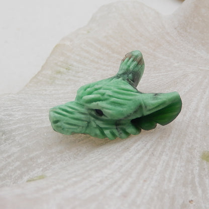 Natural Green Turquoise Carved wolf head Pendant Bead 23x17x9mm,3.3g