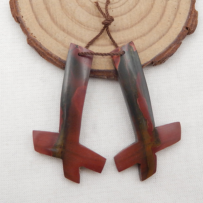 Natural Red Creek Jasper Earring Beads 45x25x4mm, 8.3g