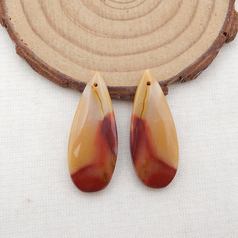 Paire de boucles d'oreilles en jaspe mookaite naturel, 30x12x5mm,5.4g