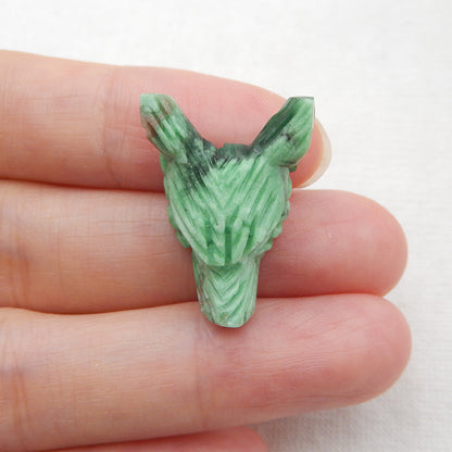 Natural Green Turquoise Carved wolf head Pendant Bead 23x17x9mm,3.3g