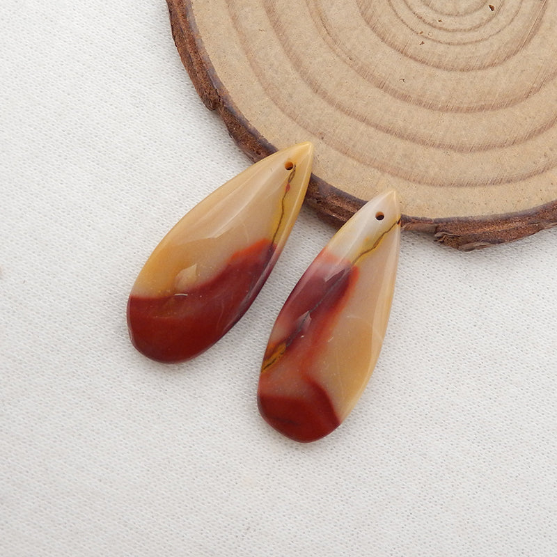 Paire de boucles d'oreilles en jaspe mookaite naturel, 30x12x5mm,5.4g