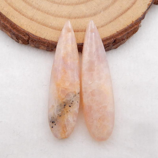 Paire de boucles d'oreilles en forme de goutte de tourmaline rose, pierre pour la fabrication de boucles d'oreilles, 36x9x5mm, 4.9g