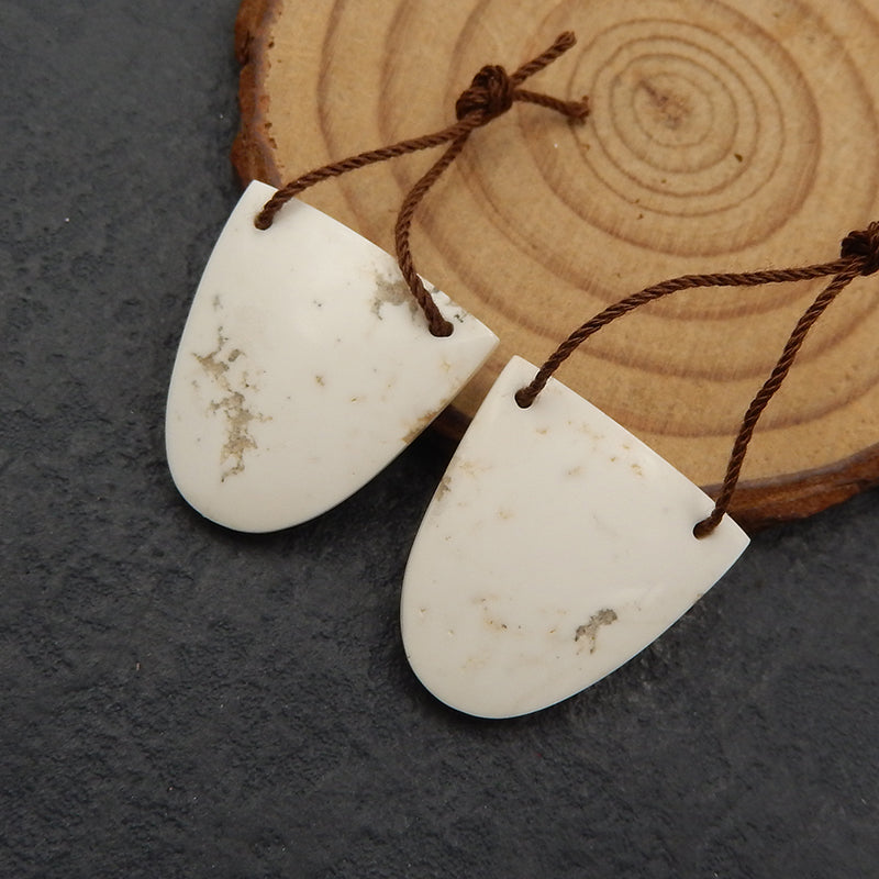 Boucles d'oreilles Howlite boucles d'oreilles pendantes, ensemble de bijoux en pierres précieuses, 22x21x5mm, 7.8g