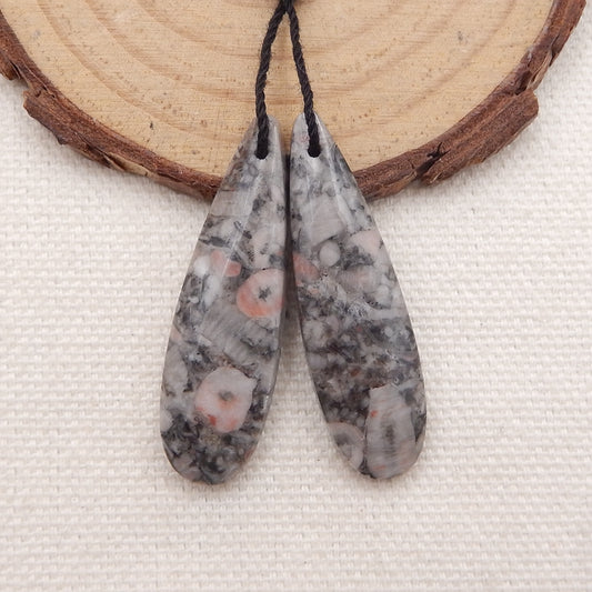 Natural Crinoid Fossil Earring Beads 36x11x4mm, 5.3g