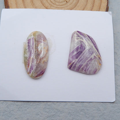 Natural Purple Lace Agate Cabochons Paired 23X19X4mm, 27X14X4mm, 6.9g