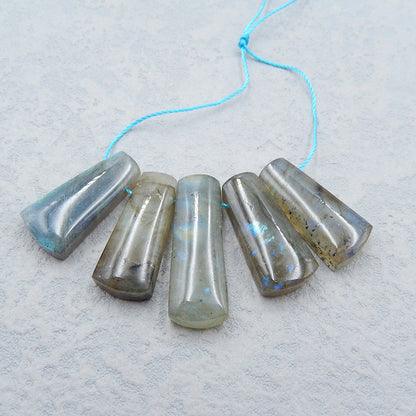 5 pcs Natural Labradorite Pendant Beads 22X10X5mm, 27X10X6mm, 12.8g