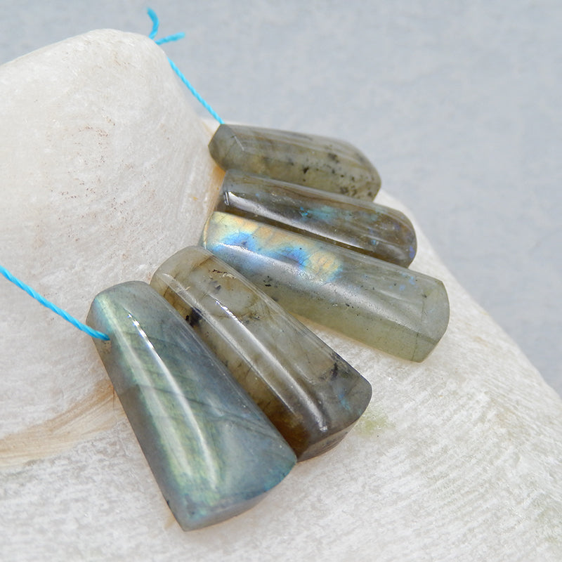 5 pcs Natural Labradorite Pendant Beads 22X10X5mm, 27X10X6mm, 12.8g