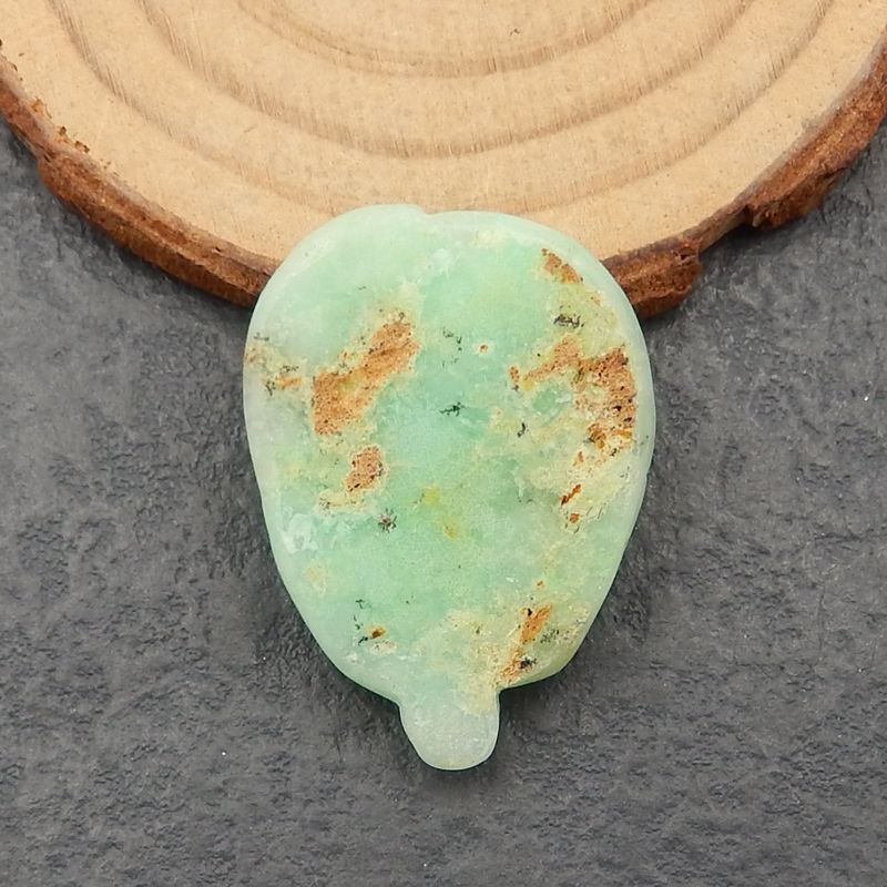 Natural Chrysoprase Carved Faces Cabochon 33x25x9mm, 8.8g