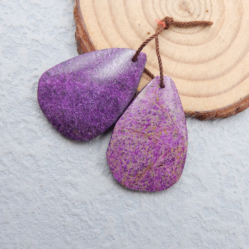 Natural African Purple Stone Earring Beads 30X21X3mm, 6.2g