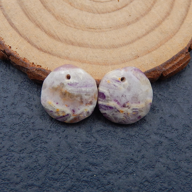 Paire de boucles d'oreilles percées en agate de dentelle violette naturelle, 14 x 3 mm, 2,6 g