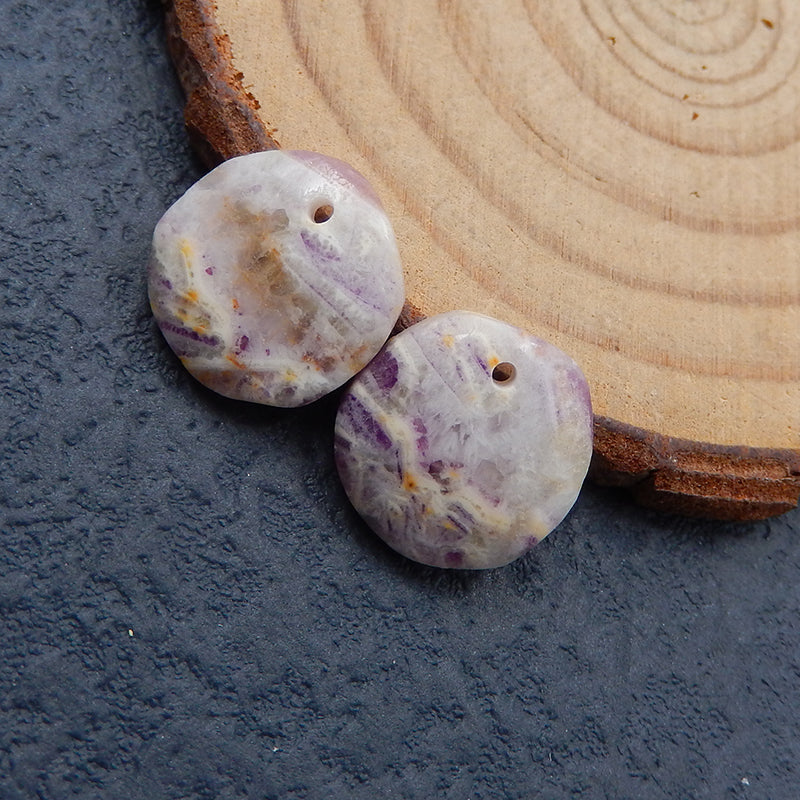 Paire de boucles d'oreilles percées en agate de dentelle violette naturelle, 14 x 3 mm, 2,6 g