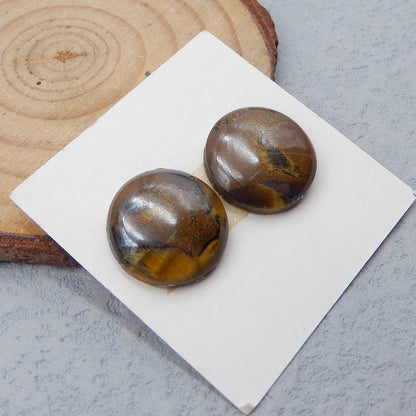 Natural Tiger's Eye Cabochons Paired 15x5mm, 4.6g