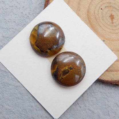 Natural Tiger's Eye Cabochons Paired 15x5mm, 4.6g