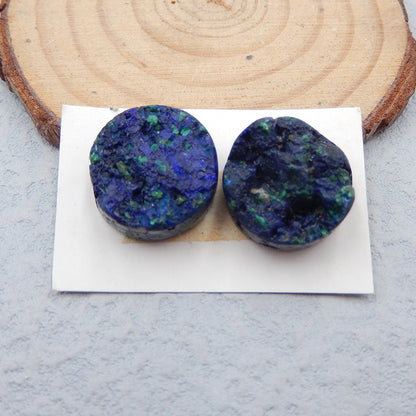 Natural Blue Azurite Cabochons Paired 16x8mm, 8.2g