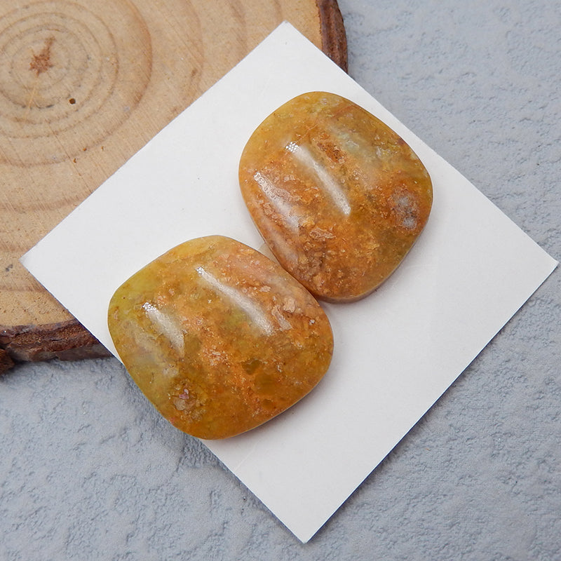Natural Yellow Opal Cabochons Paired 20x18x5mm, 5.6g