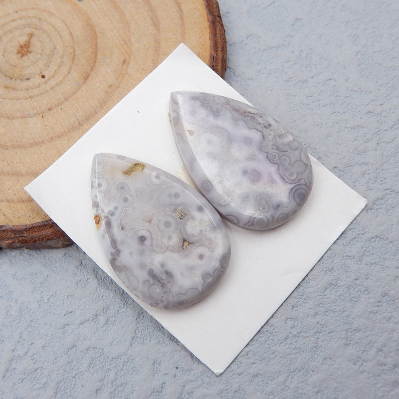 Natural Purple Agate Cabochons Paired 27x18x4mm, 6.5g