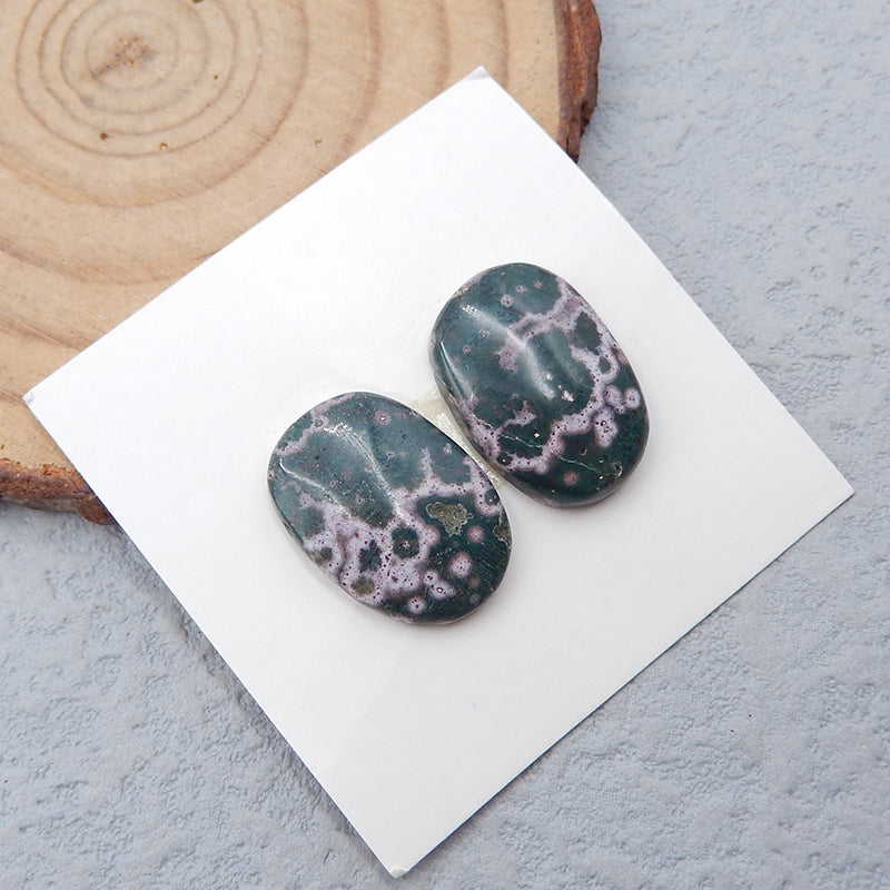 Natural Ocean Jasper Cabochons Paired 17X12X3mm, 2.8g