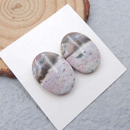 Natural Ocean Jasper Cabochons Paired 19x14x4mm, 4.7g