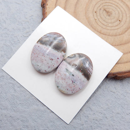 Natural Ocean Jasper Cabochons Paired 19x14x4mm, 4.7g
