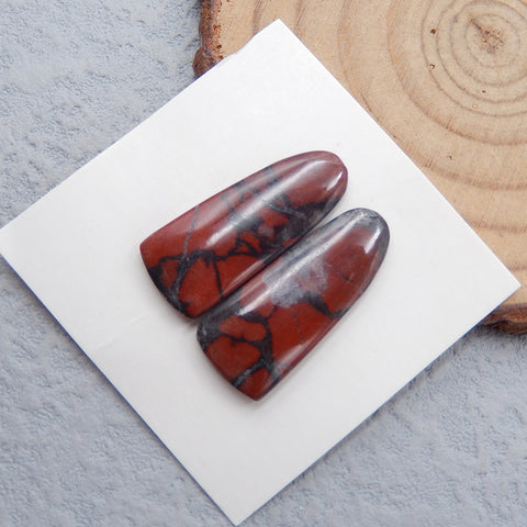 Natural Ocean Jasper Cabochons Paired 24X10X3mm, 3.1g