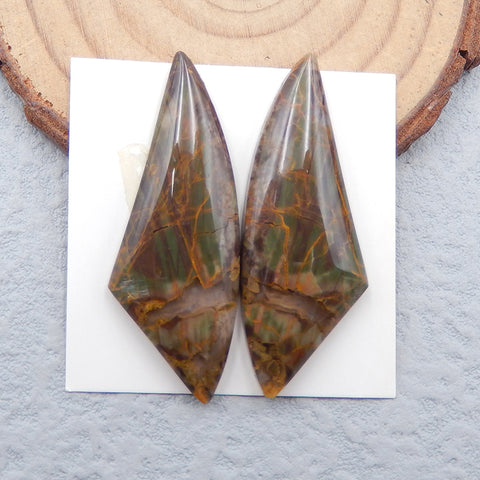 Natural Mushroom Jasper Cabochons Paired 39x15x5mm, 8.4g