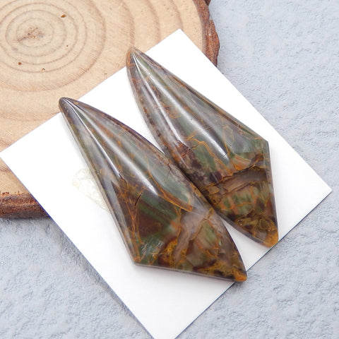 Natural Mushroom Jasper Cabochons Paired 39x15x5mm, 8.4g