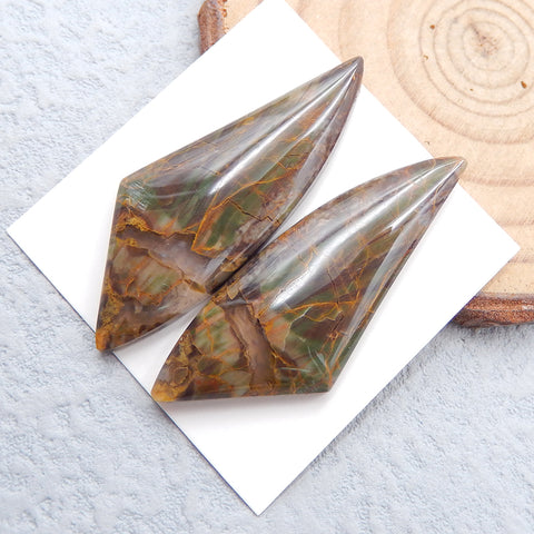 Natural Mushroom Jasper Cabochons Paired 39x15x5mm, 8.4g