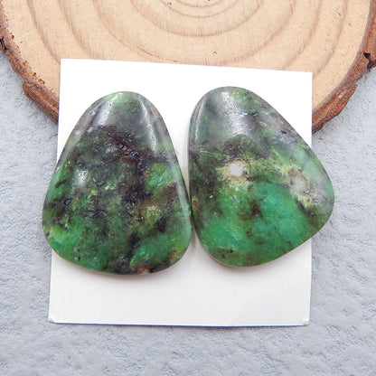 Natural Chrysocolla Cabochons Paired 27X23X4mm, 7.8g