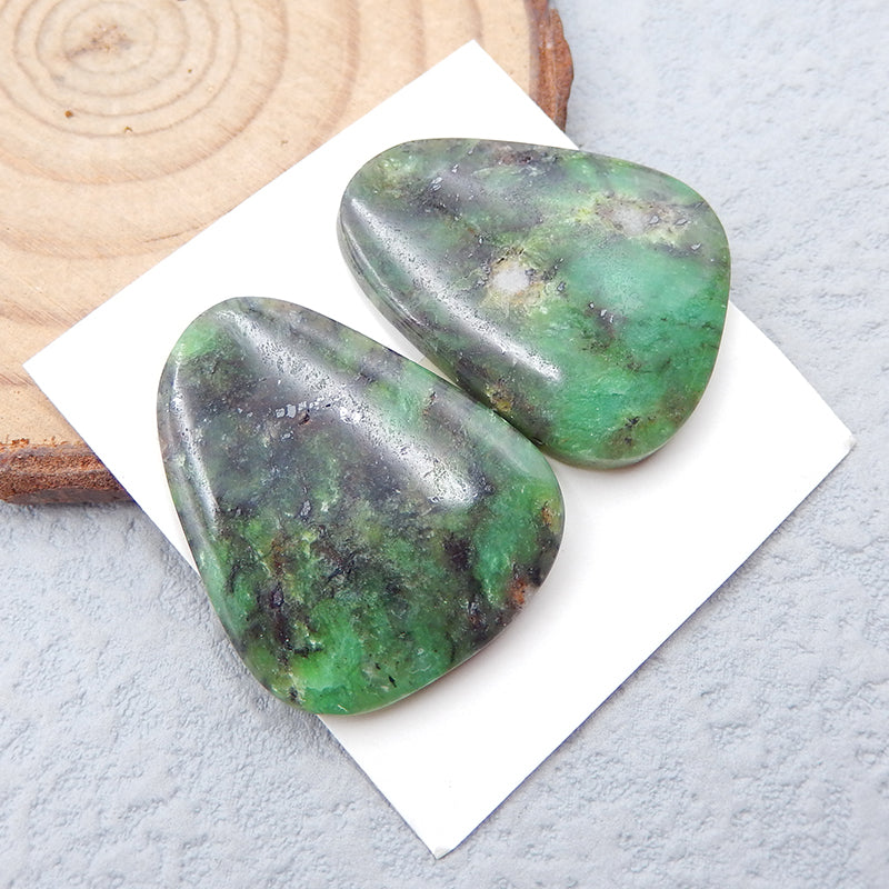 Natural Chrysocolla Cabochons Paired 27X23X4mm, 7.8g