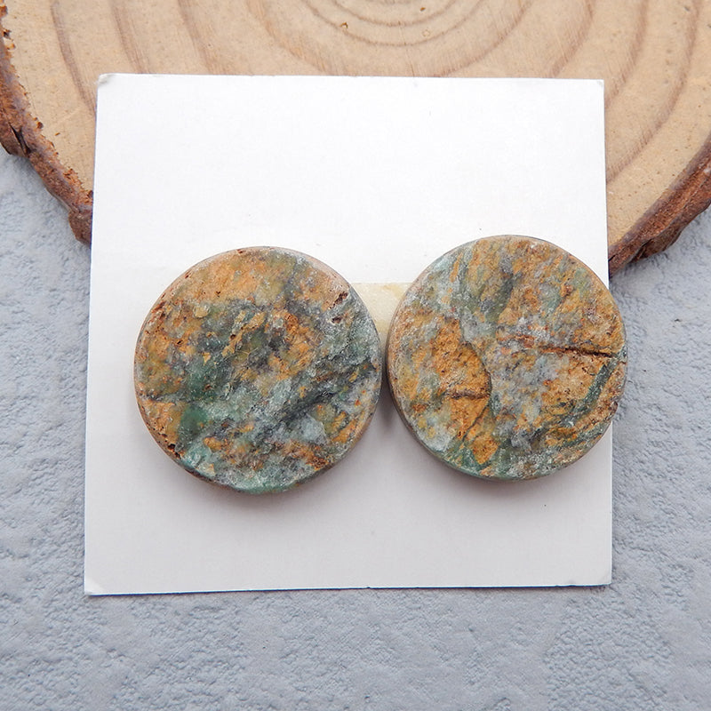 Natural Green Opal Cabochons Paired 18x18x5mm, 5.9g