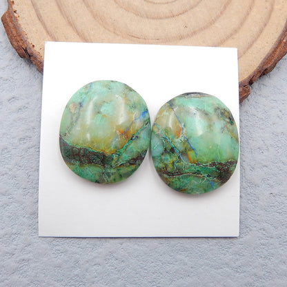 Natural Chrysocolla Cabochons Paired 20x17x4mm, 6.1g