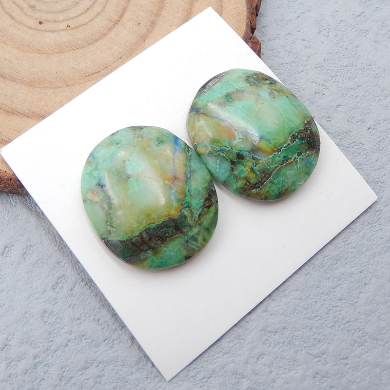 Natural Chrysocolla Cabochons Paired 20x17x4mm, 6.1g
