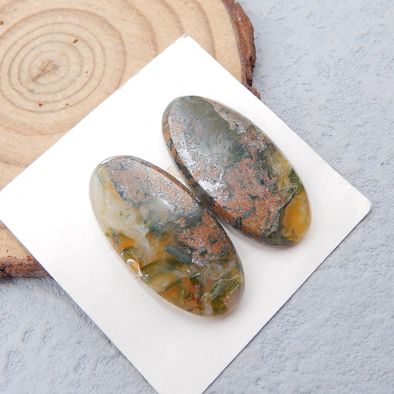 Natural Ocean Jasper Cabochons Paired 27x13x3mm, 3.8g