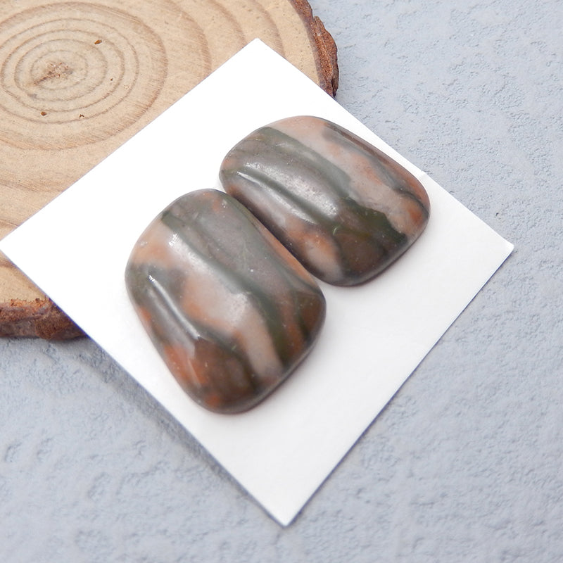 Natural Mookaite Jasper Cabochons Paired 21x17x4mm, 5.8g