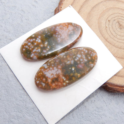 Natural Ocean Jasper Cabochons Paired 29x14x4mm, 5.8g