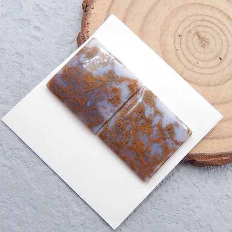 Natural Ocean Jasper Cabochons Paired 17x17x2mm, 3.6g