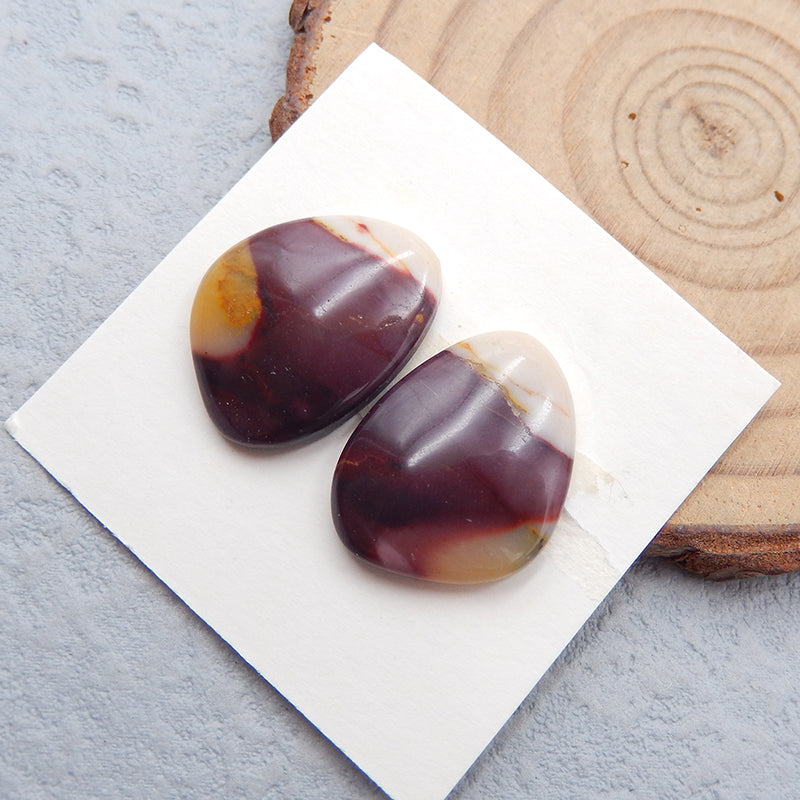 Natural Mookaite Jasper Cabochons Paired 19X15X4mm, 3.6g