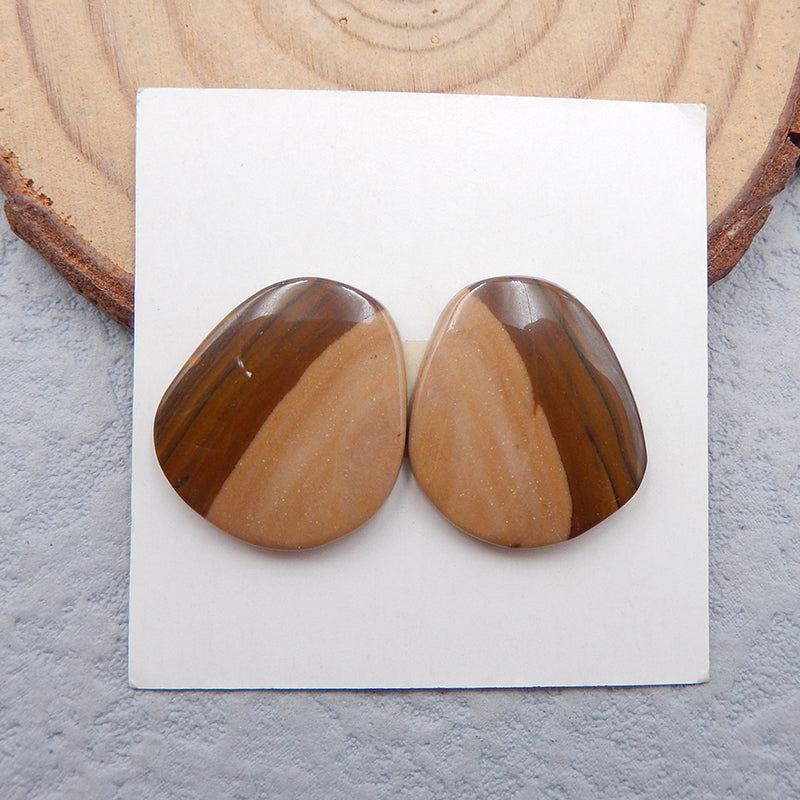 Natural Biggs Jasper Cabochons Paired 18x16x3mm, 3.3g