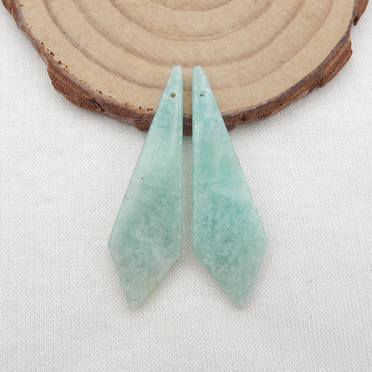 Paire de pierres de boucles d'oreilles en forme de cravate en amazonite naturelle, pierre pour la fabrication de boucles d'oreilles, 40x12x4mm, 4.0g