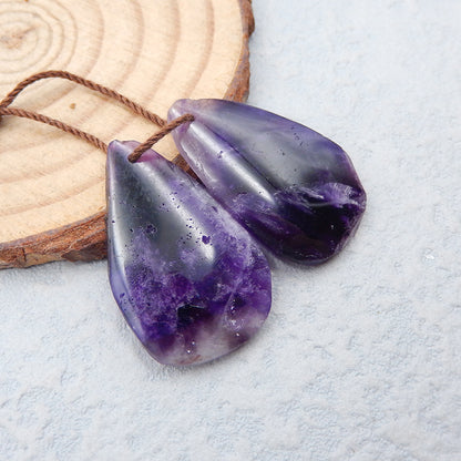 Natural Amethyst Earring Beads 27x17x4mm, 6.2g