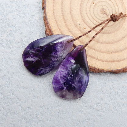 Natural Amethyst Earring Beads 27x17x4mm, 6.2g