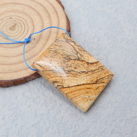 Natural Picture Jasper Pendant Bead 34x25x8mm, 13.4g