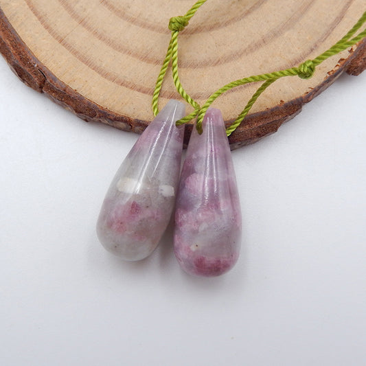 Natural Pink Tourmaline Earring Beads 22x9mm, 5.5g